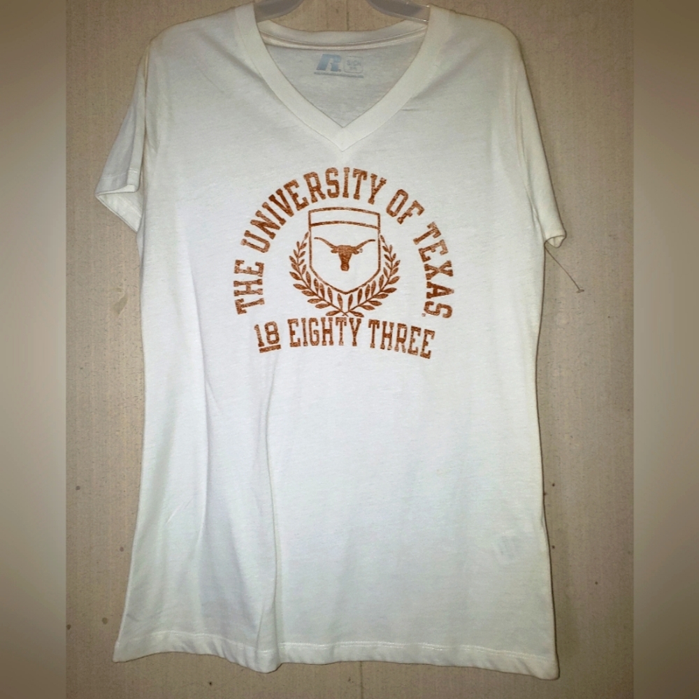 University of Texas Women's White and Orange V-Neck Top Small